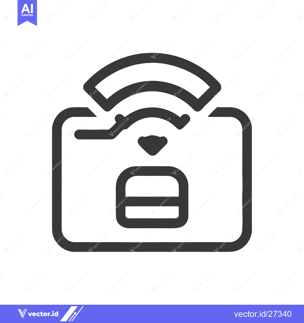 Premium Vector dari Minimalist Icon of a Smart Suitcase with Wireless Connectivity Symbol