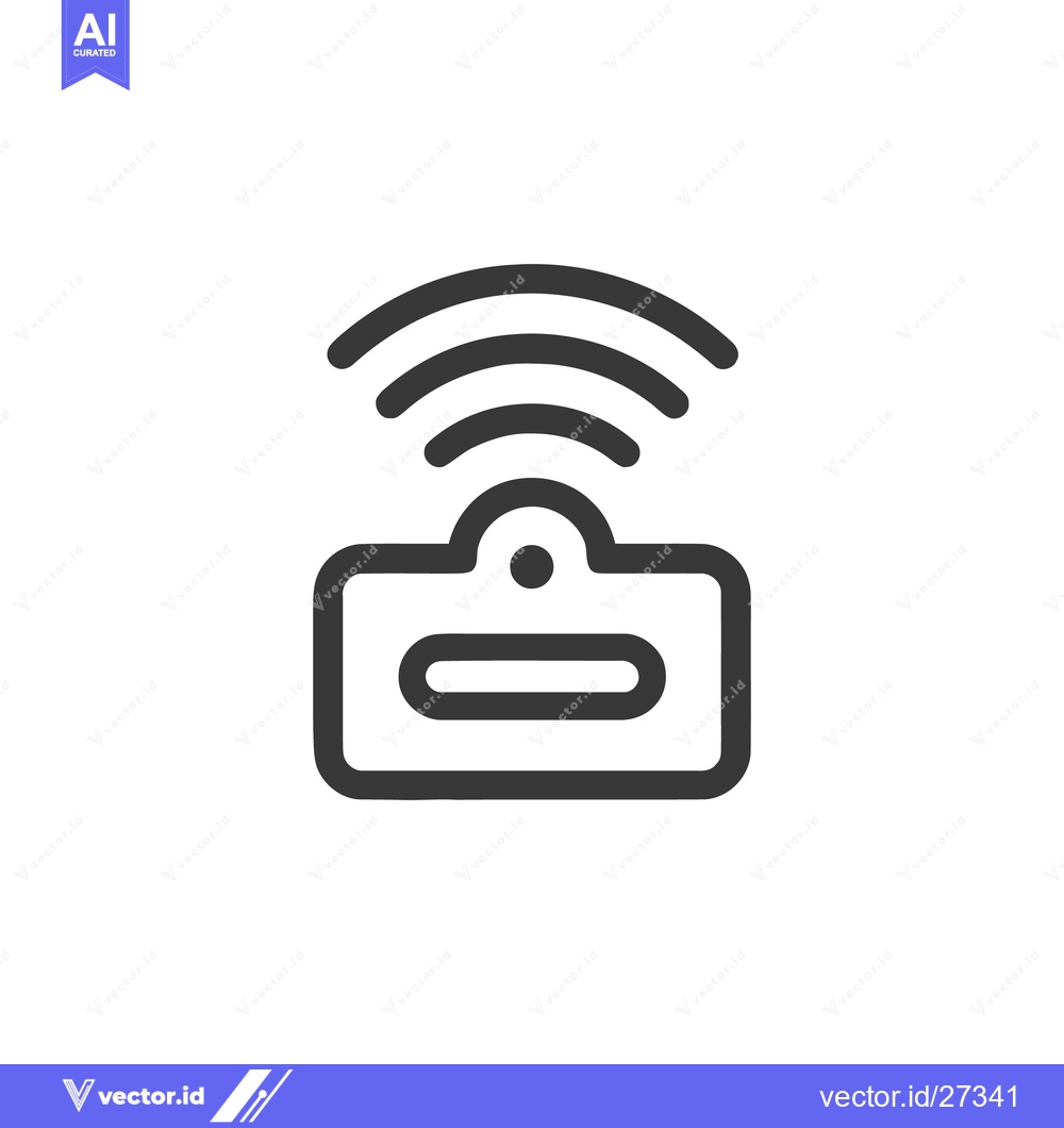 Premium Vector dari Minimalist Icon: Wireless Device with Signal Waves, Dark Gray Outline