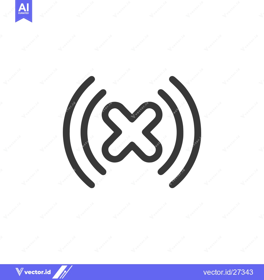 Premium Vector dari No Signal Icon: Black X with Curved Lines on White Background