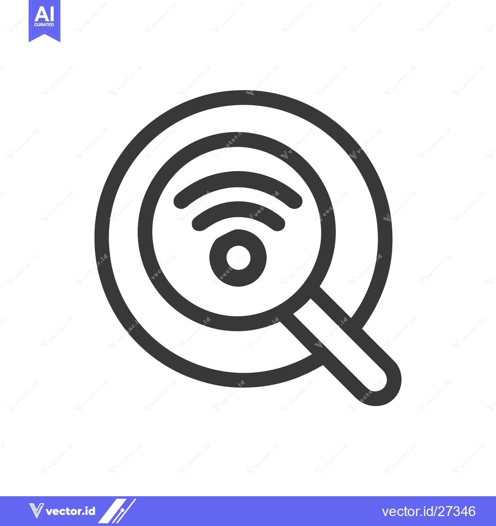 Premium Vector of Wi-Fi Search Icon: Magnifying Glass Over Wireless Signal Symbol