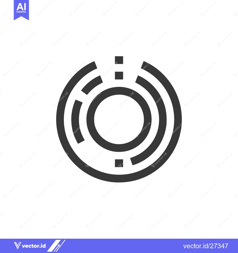 Premium Vector of Circular Maze Icon: Minimalist Design with Interrupted Rings and Squar