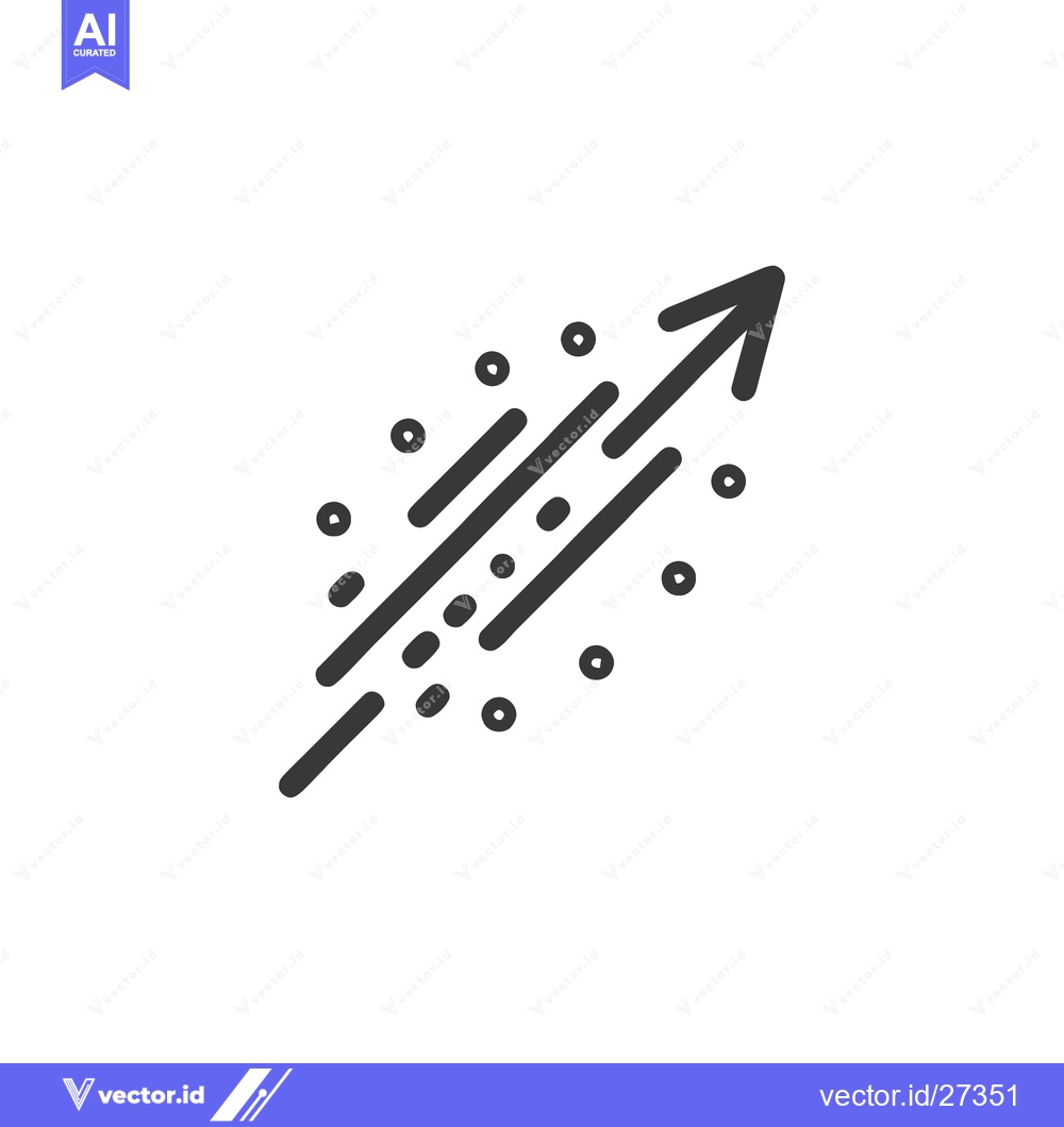 Premium Vector of Ascending Arrow with Trailing Dashes and Dots: Minimalist Icon for Gro