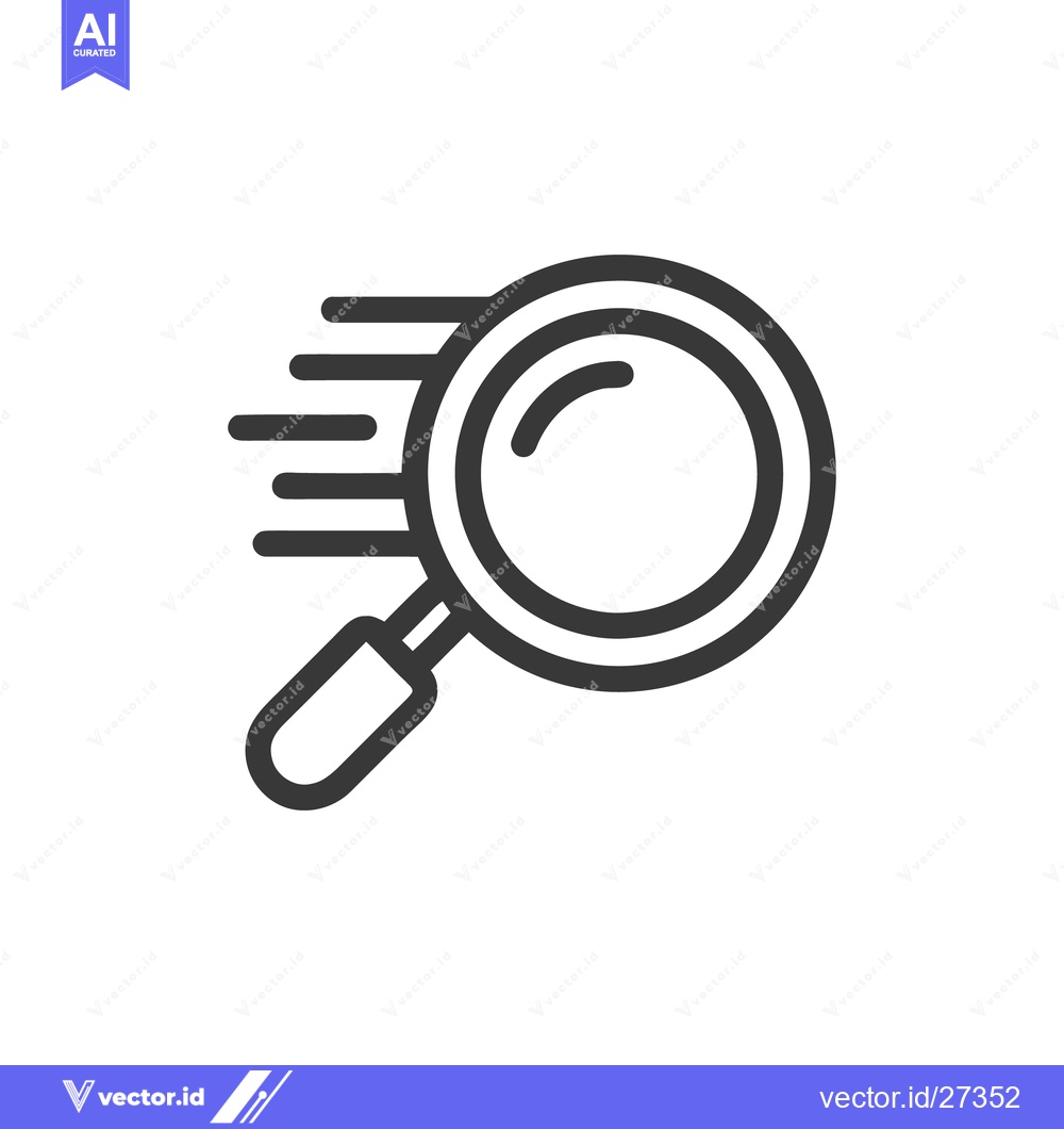 Premium Vector of Speedy Search: Magnifying Glass Icon with Motion Lines on White Backgr