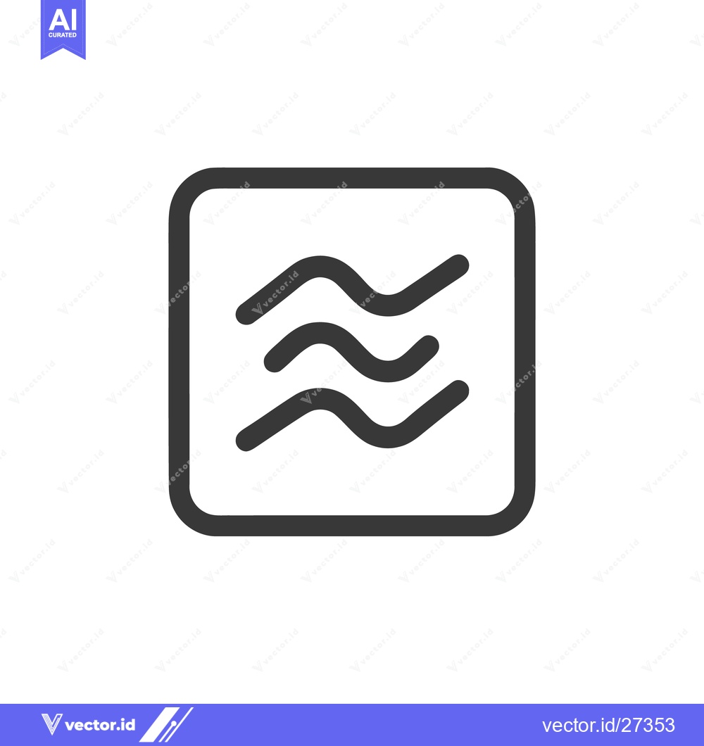 Premium Vector dari Water Waves Icon in Rounded Square Frame, Minimalist Design