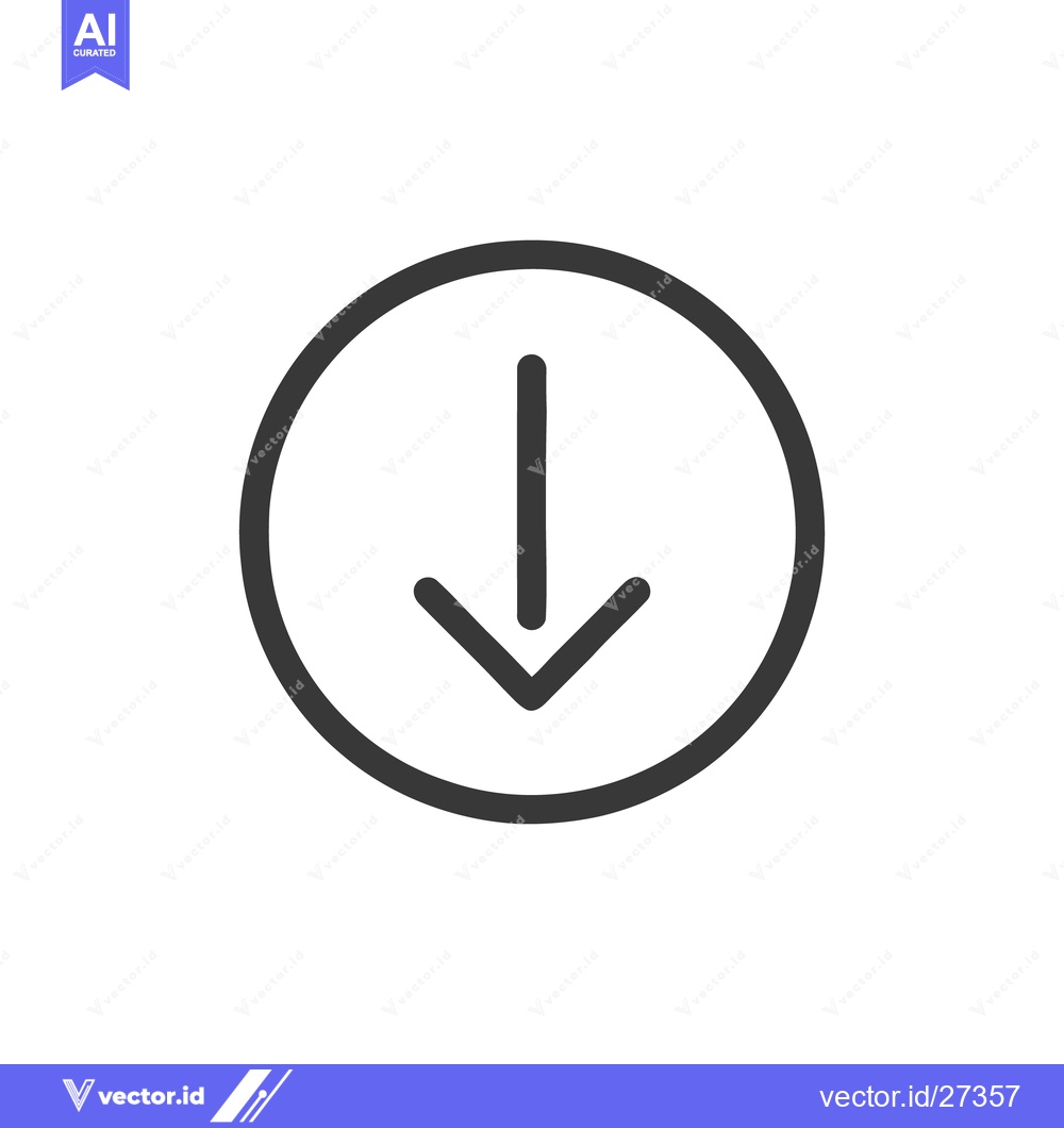 Premium Vector of Downward Arrow Icon in Circle, Minimalist Design, Vector Graphic