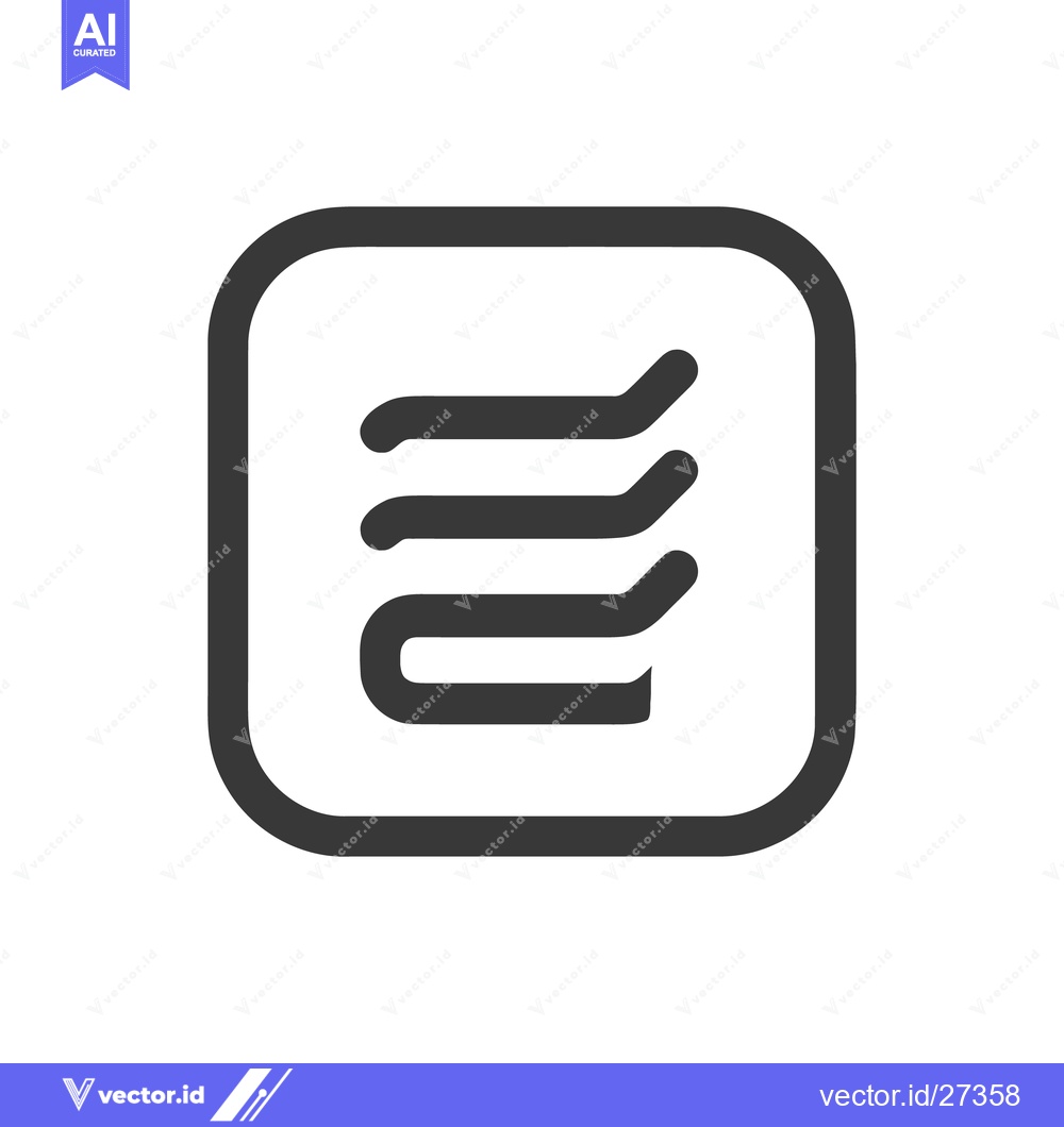Premium Vector of Rounded Square Icon with Three Horizontal Lines, Abstract Graphic Desi