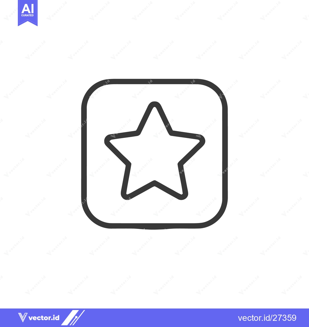 Premium Vector dari Simple Star Icon Inside Rounded Square Frame, Minimalist Design
