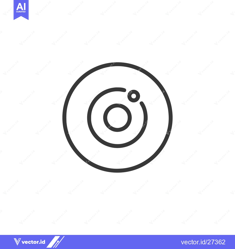 Premium Vector of Minimalist Solar System Icon: Orbiting Planet in Line Art Style