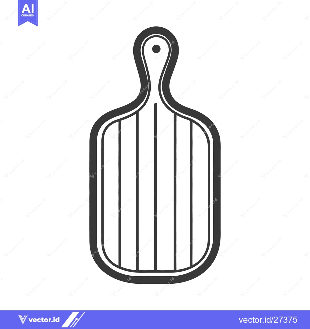 Premium Vector of A monochrome illustrated image depicting a kitchen cutting board objec