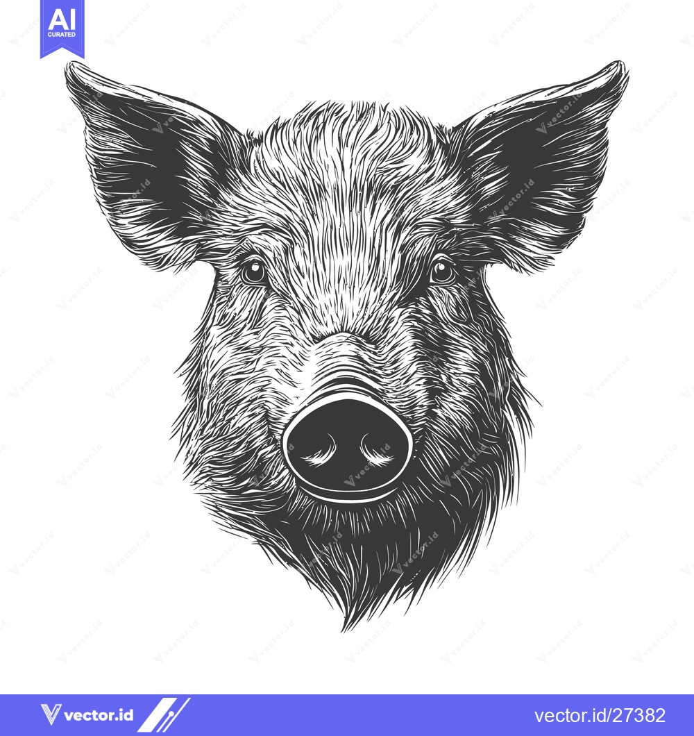 Premium Vector of A detailed illustration of a wild hog portrait looking forward