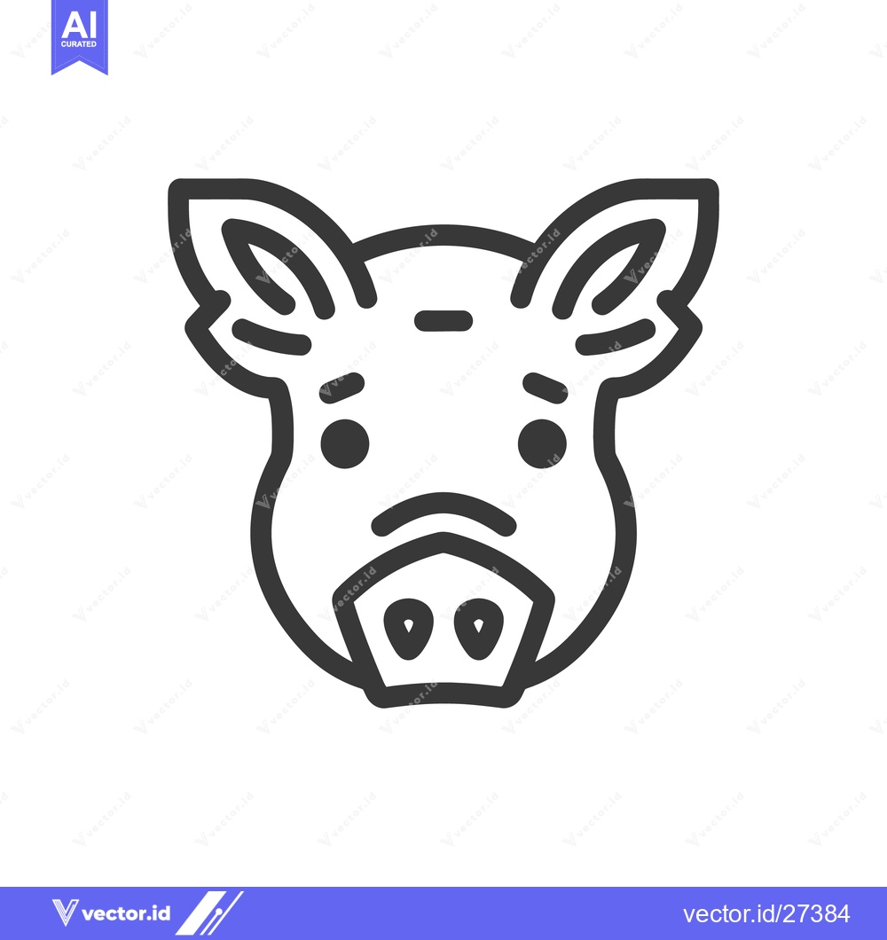 Premium Vector dari A simple black and white line drawing of a pig face