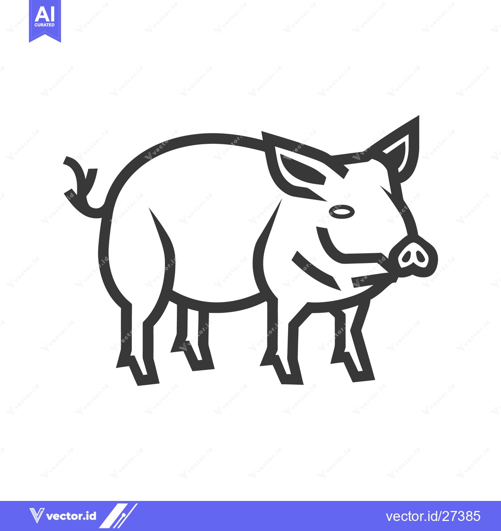 Premium Vector dari A Simple Black And White Illustration Depicting A Wild Pig