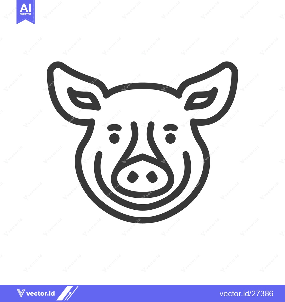 Premium Vector dari A simple illustrative outline of a cute smiling pig face