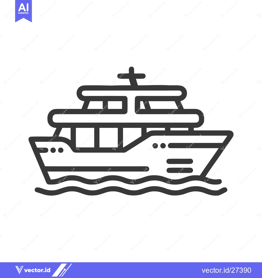Premium Vector dari Sleek Yacht Icon: Modern Line Art on White Background