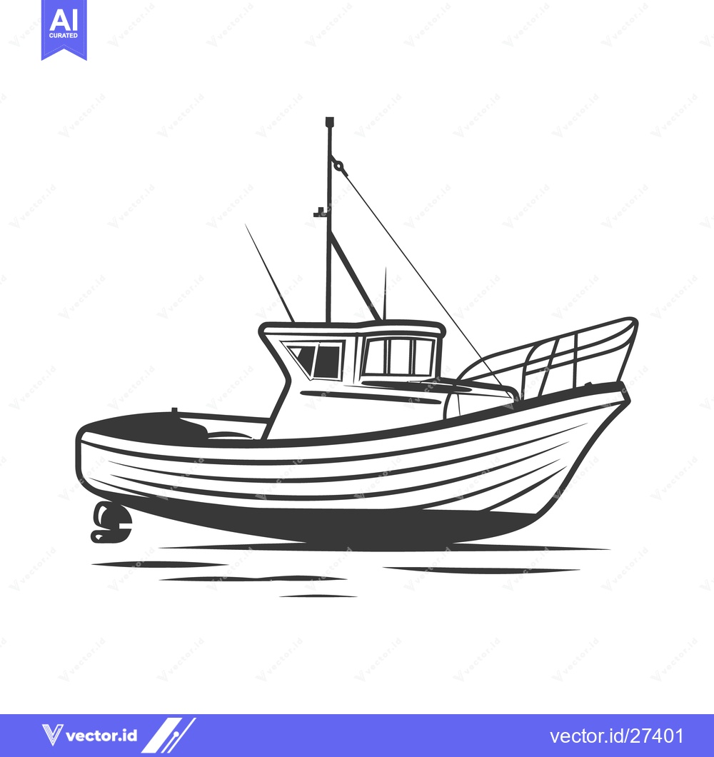 Premium Vector dari A Simple Illustration Depicting a Small Fishing Boat on Water
