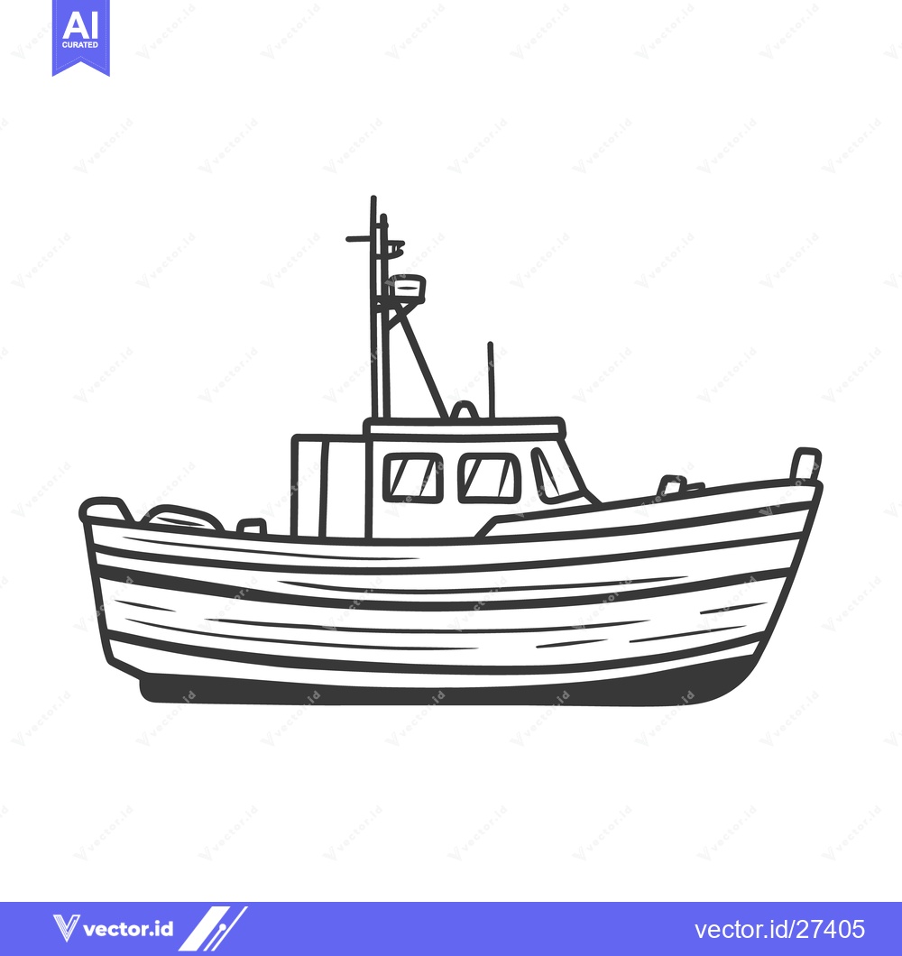 Premium Vector dari A detailed black and white illustration of a motor boat