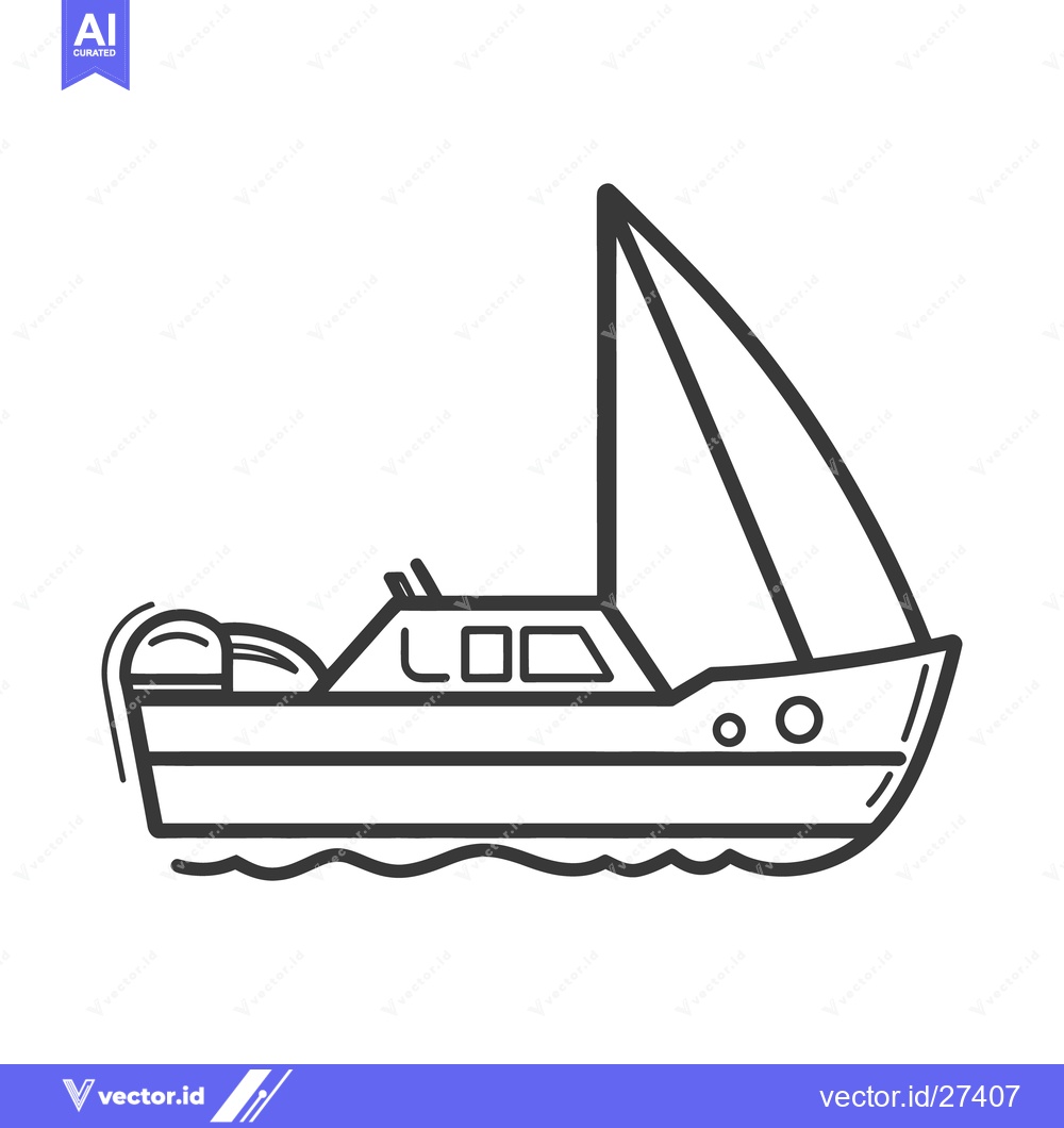 Premium Vector dari A stylized monochrome image depicting a small sailboat on water