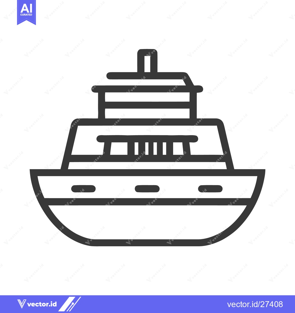 Premium Vector of Minimalist Line Art: Cruise Ship Icon on White Background