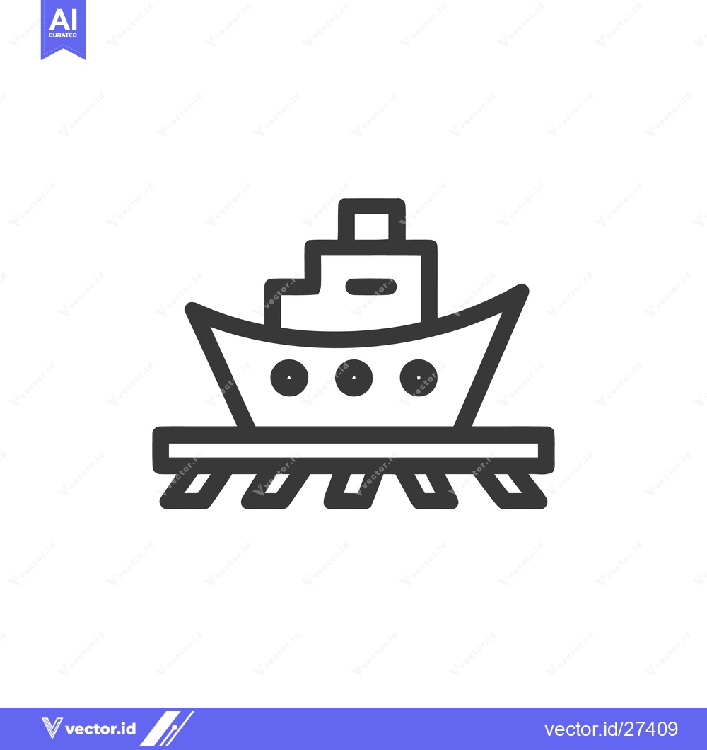 Premium Vector dari Stylized Ship Icon on Rails, Minimalist Design, Transportation Concept