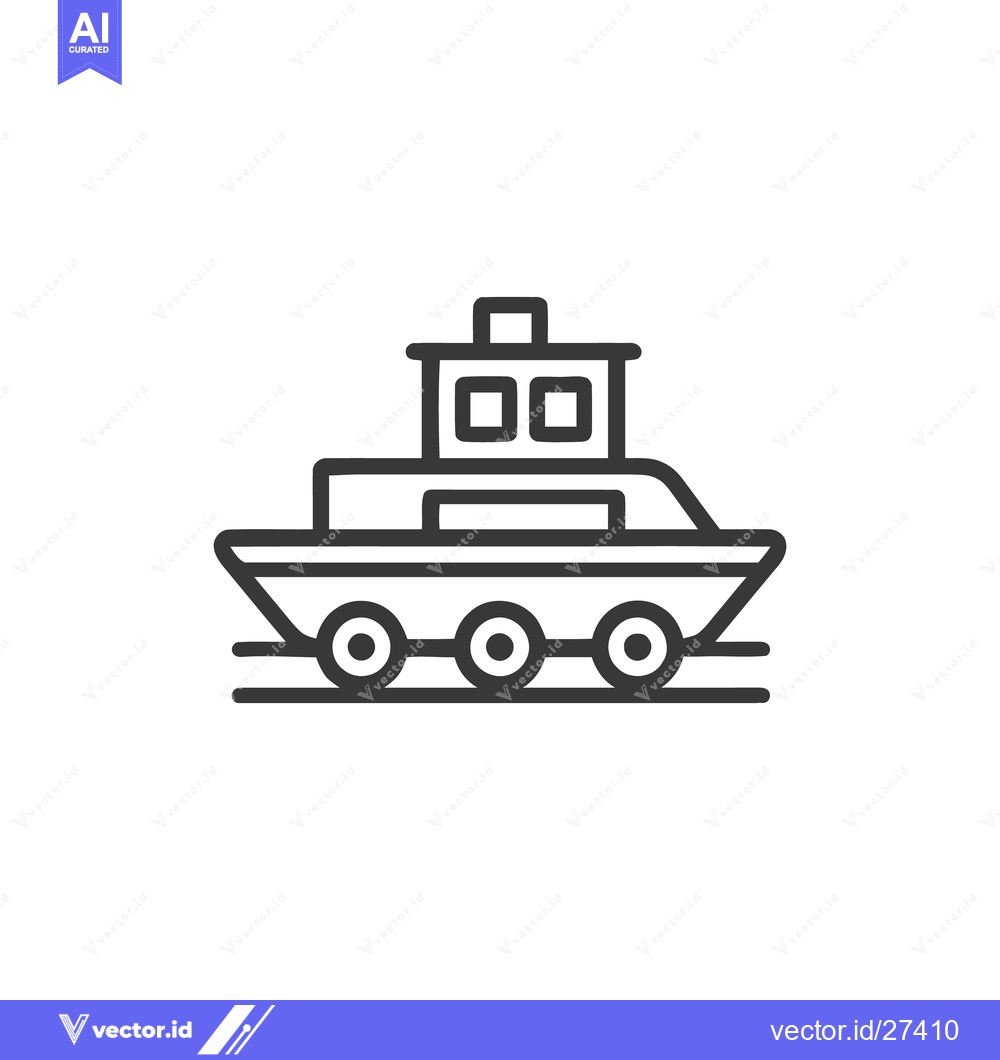 Premium Vector dari Minimalist Icon of a Train with Three Wheels on Tracks, Black Outline