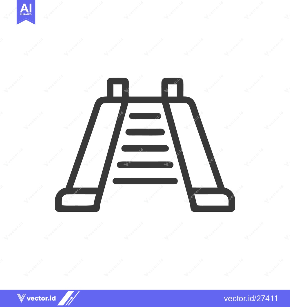Premium Vector dari Minimalist Icon of a Playground Slide with Rounded Edges on White Back