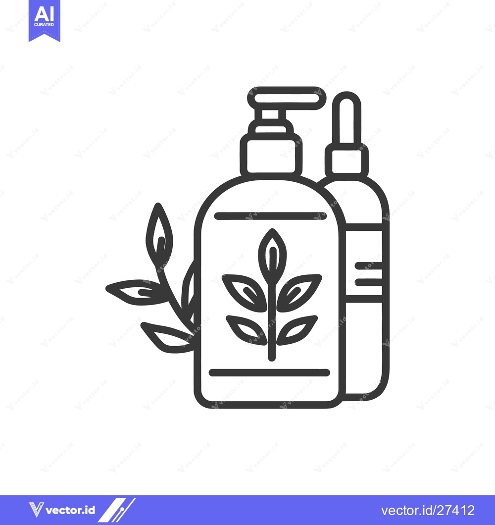 Premium Vector of Vector illustration depicts cosmetic bottles with attached decorative