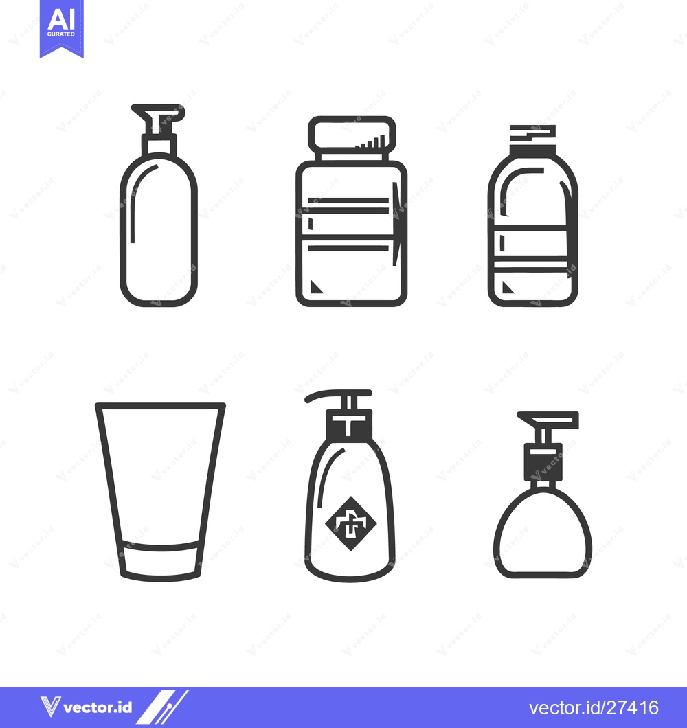 Premium Vector dari Assorted containers and bottles shown in a simple black and white desi