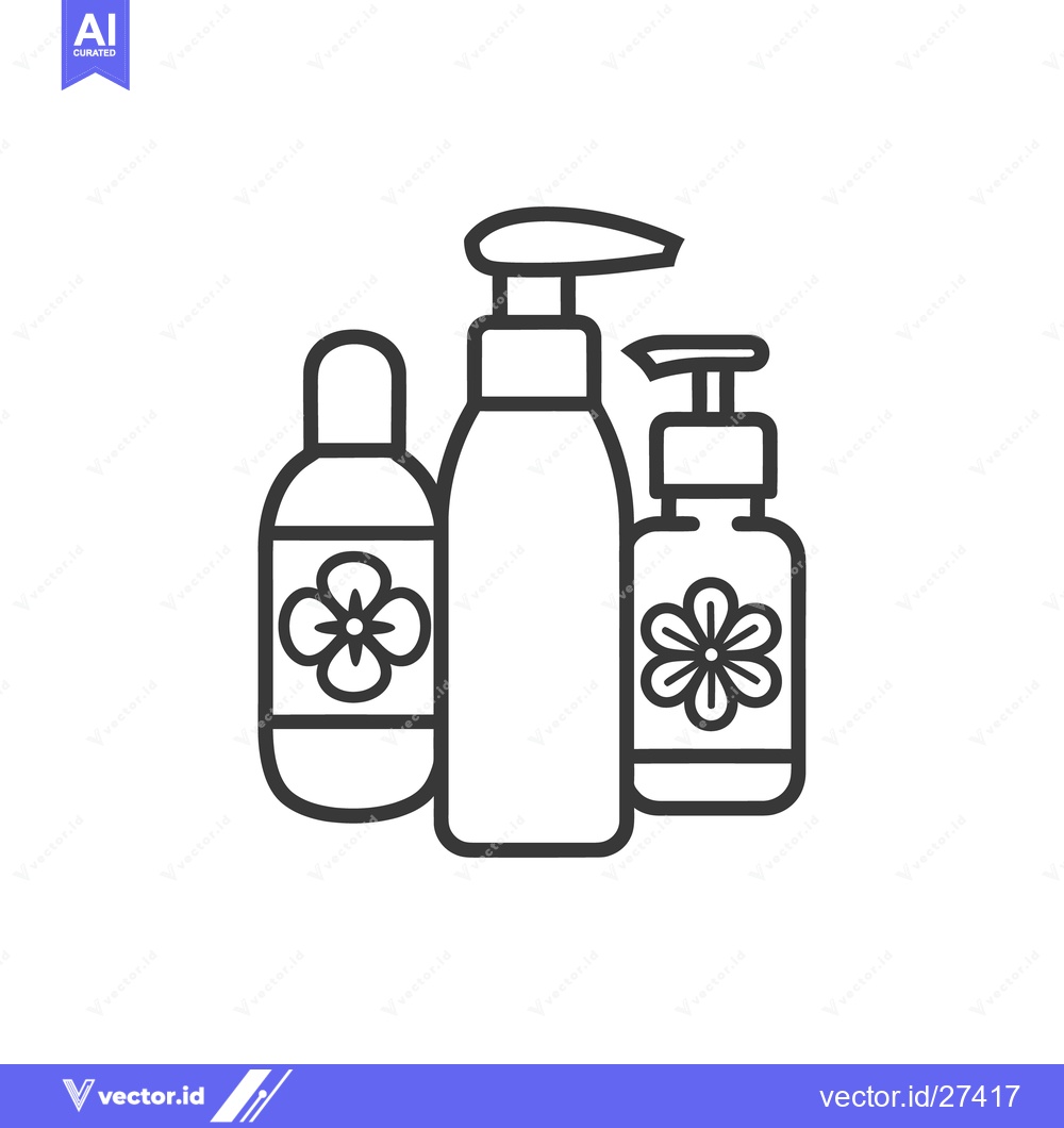 Premium Vector of Three Bottles Featuring Floral Designs For Body Care Products