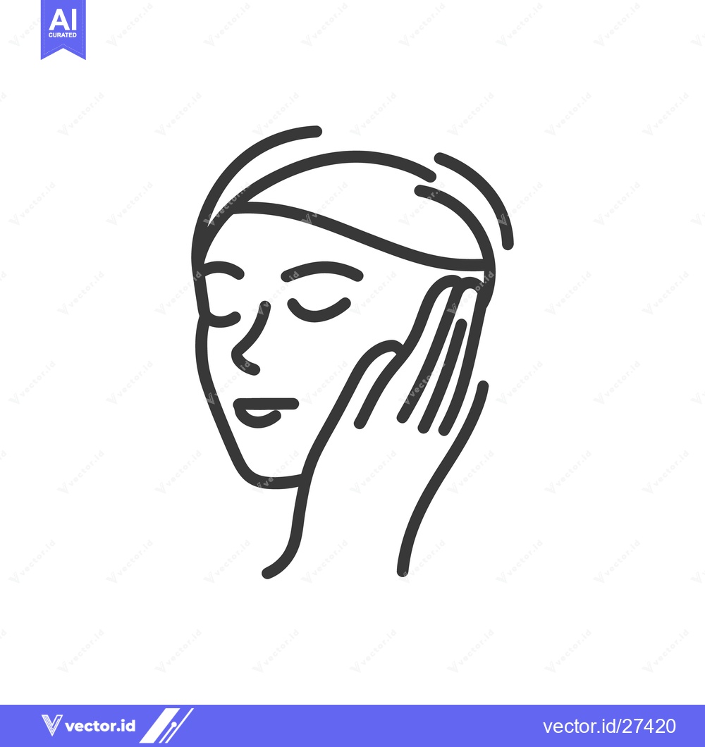 Premium Vector of Line art depiction of person touching their face with hand
