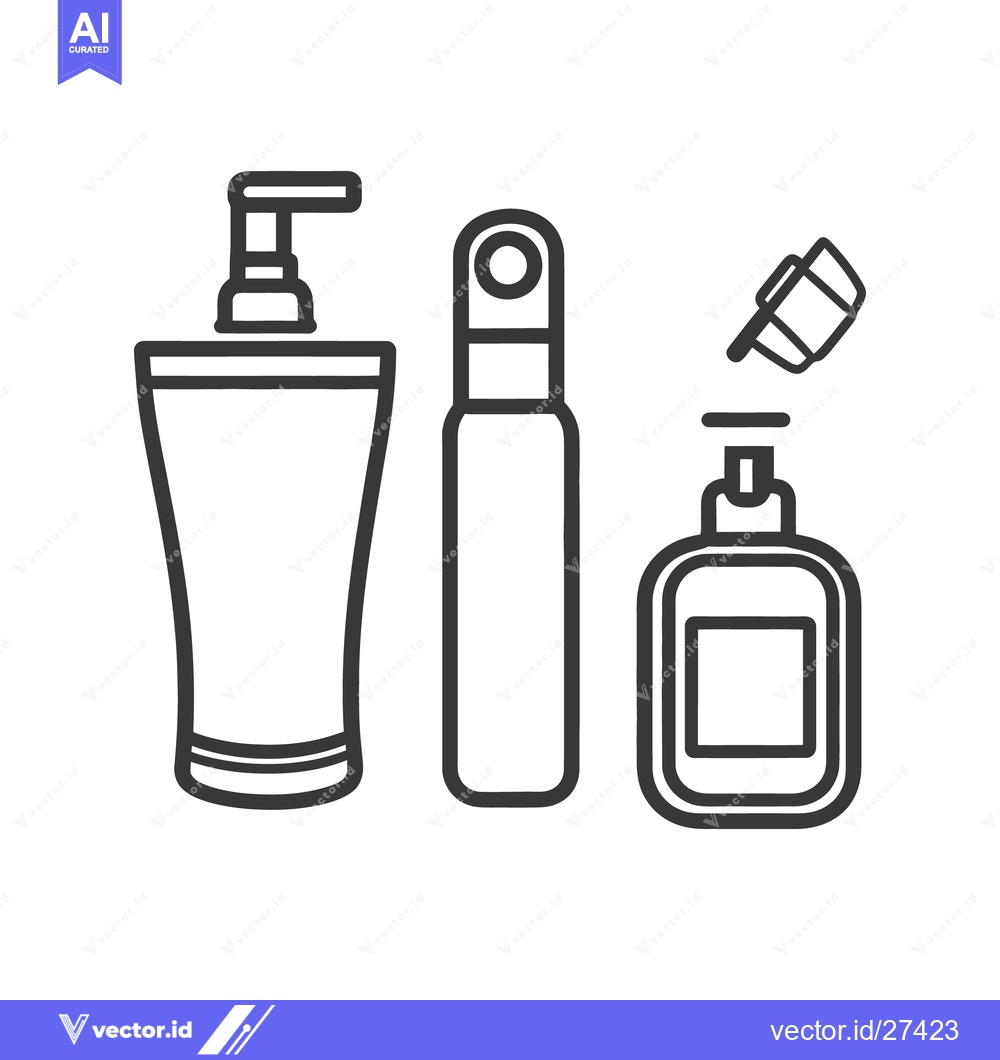 Premium Vector dari Three outline containers representing personal care products are arran