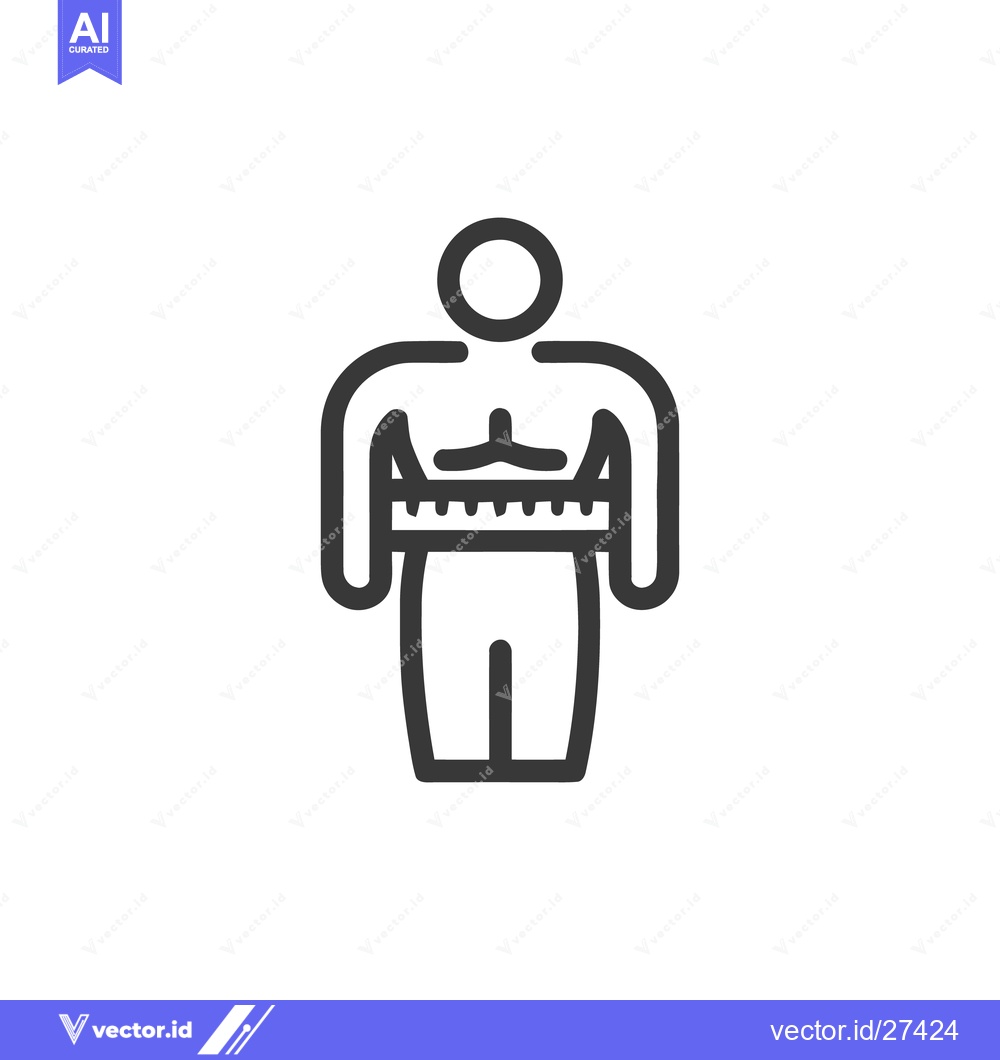 Premium Vector dari Minimalist Icon: Person Measuring Waist with Tape Measure, Weight Loss