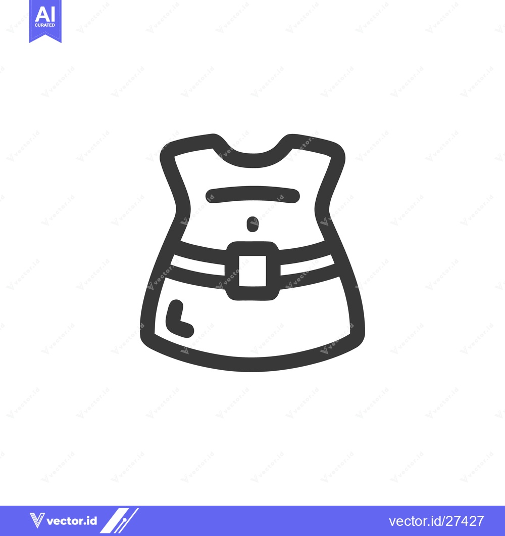 Premium Vector of Stylized Dress Icon with Belt and Pocket Detail, Minimalist Design