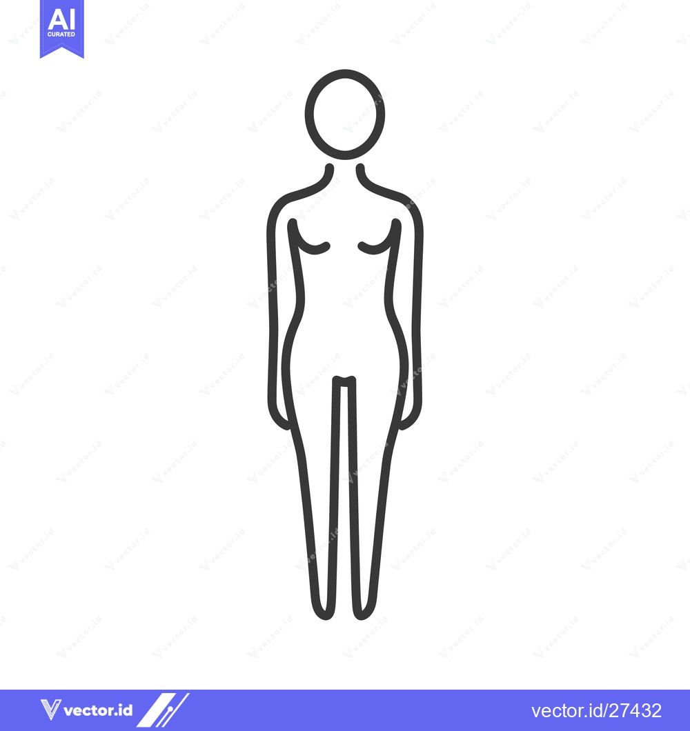 Premium Vector of A minimalist line drawing illustrating a standing female form