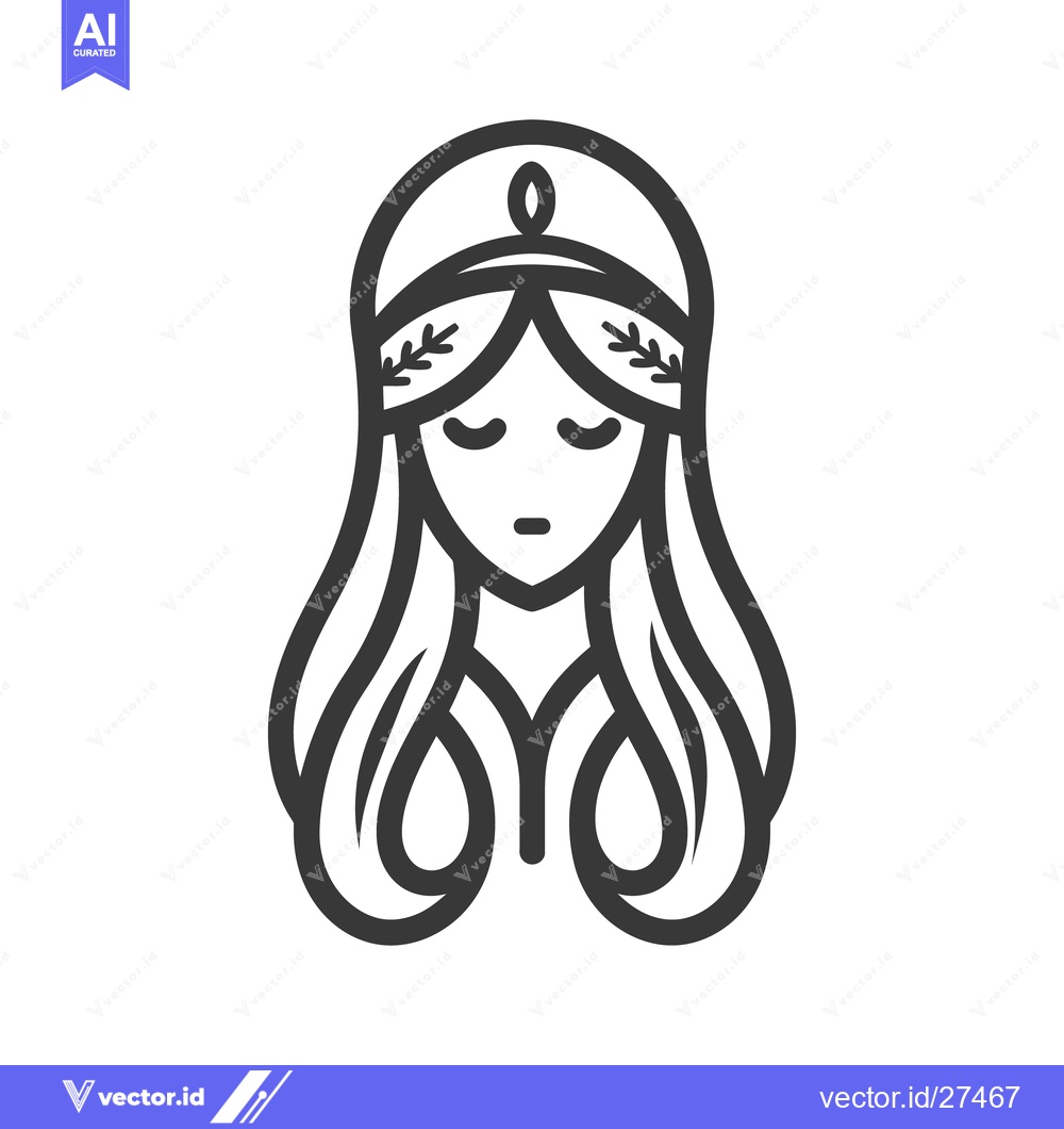 Premium Vector of A simplified linear depiction of a serene feminine face