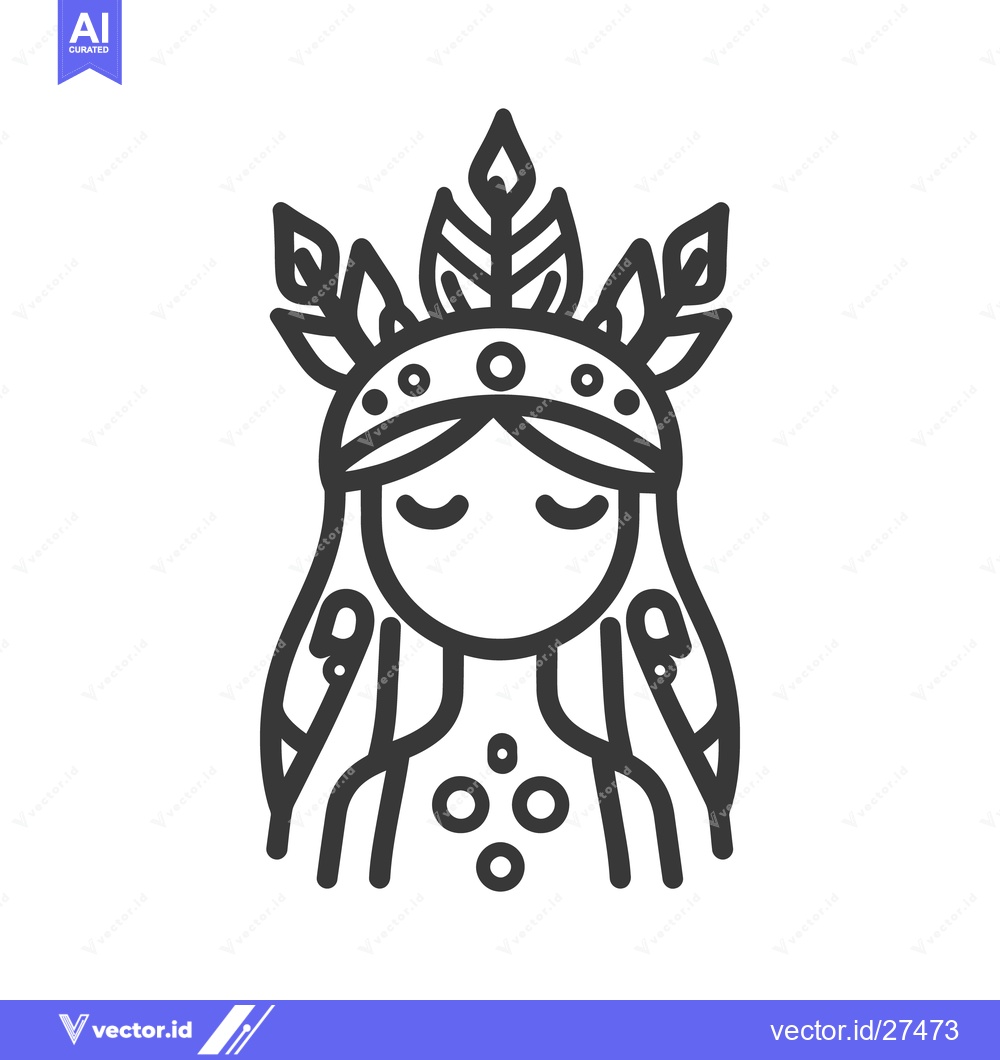 Premium Vector dari A stylized illustration of a woman with a decorative headdress