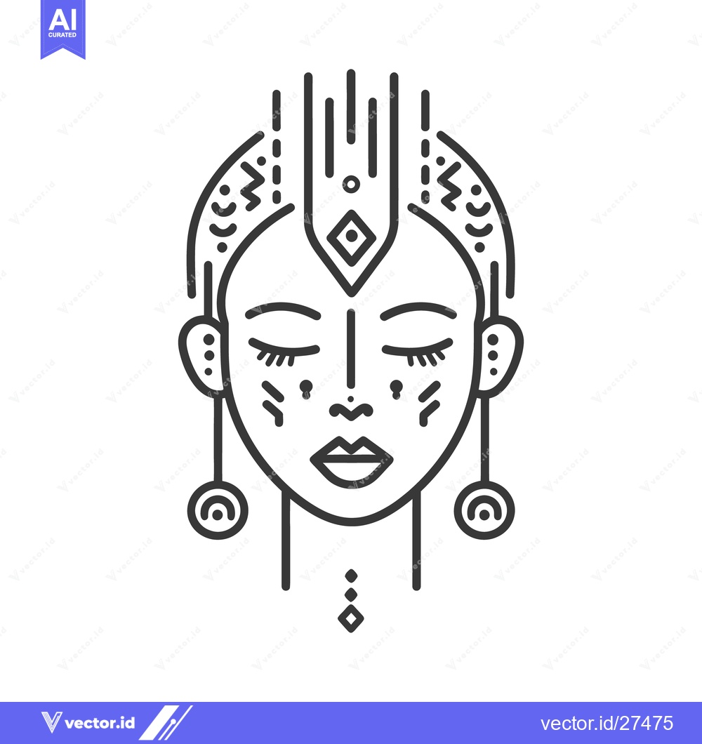 Premium Vector of A Minimalistic Black and White Illustration of a Serene Face
