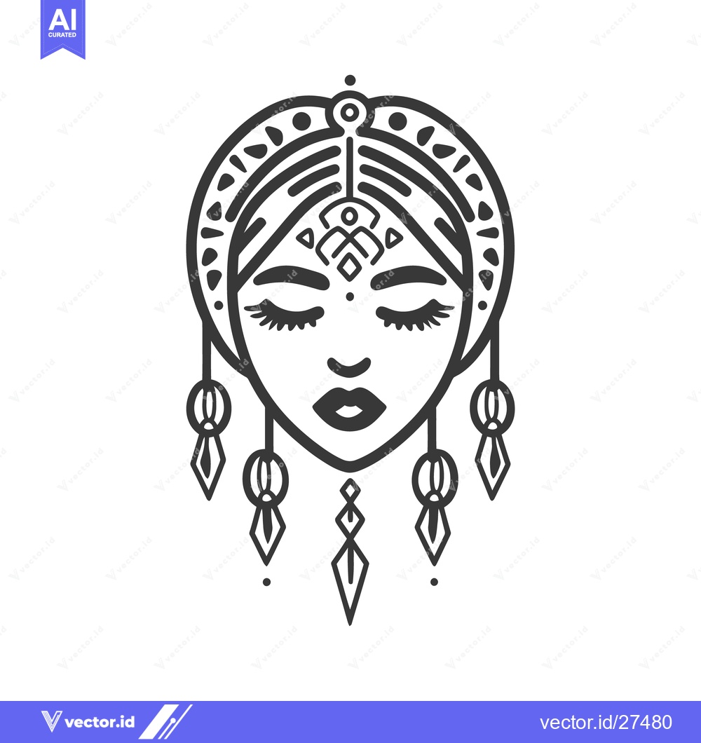 Premium Vector dari A stylized illustration of a feminine face wearing ornamentation