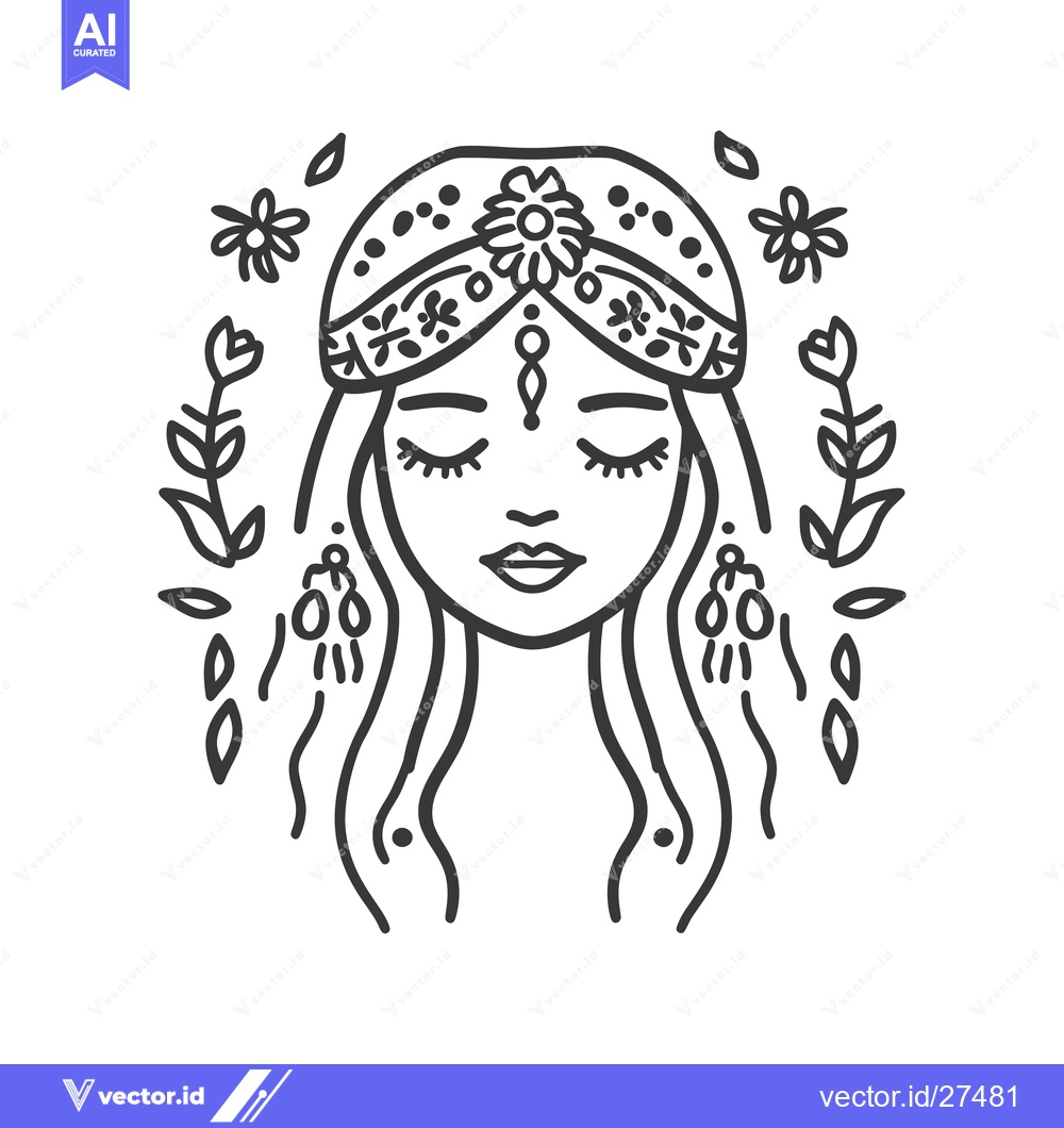 Premium Vector of A stylized illustration of a woman adorned with floral designs