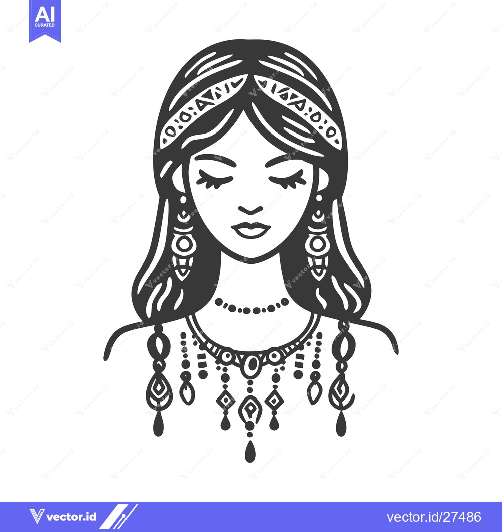 Premium Vector dari An elegant illustration of a woman wearing ornate jewelry