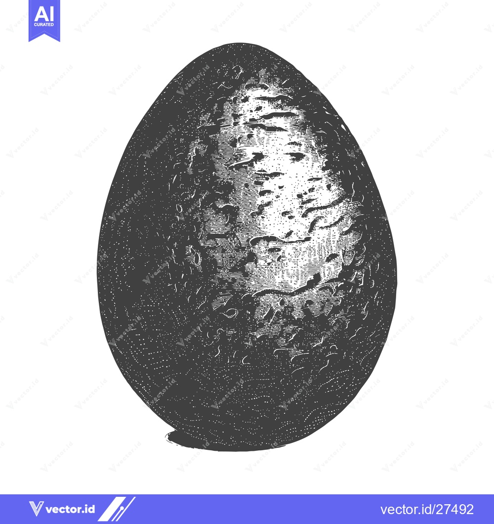 Premium Vector of Detailed Engraving Of A Single Dark Egg
