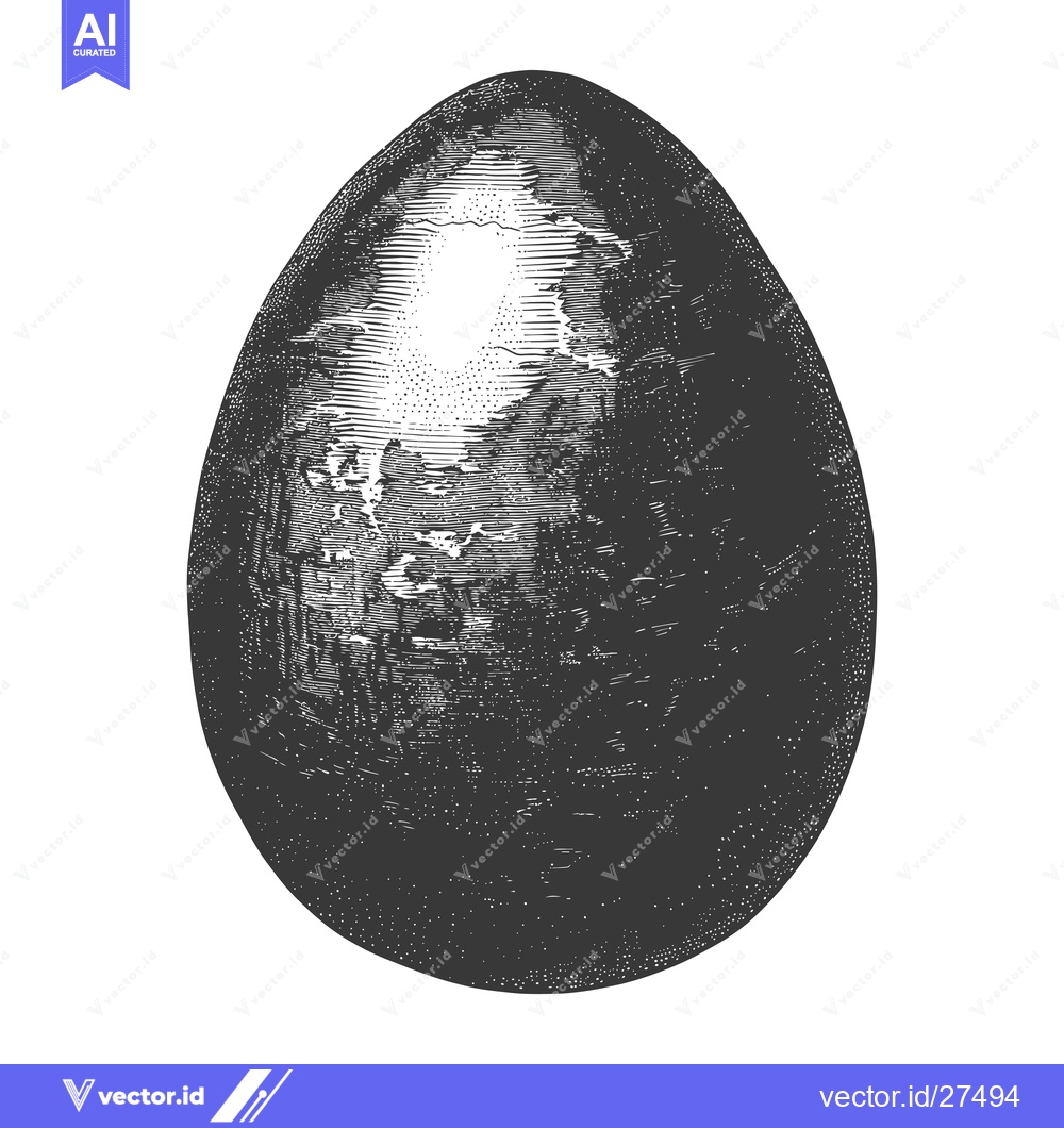 Premium Vector dari A Detailed Engraving of a Single Dark Egg