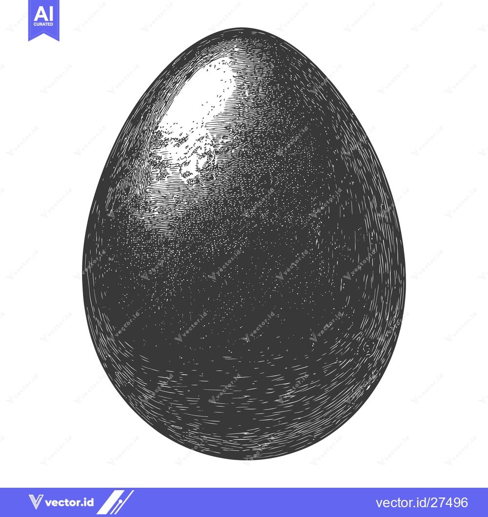 Premium Vector of A Detailed Engraving of a Single Dark Egg