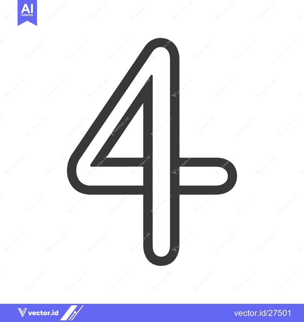 Premium Vector dari Bold Outline of the Number Four