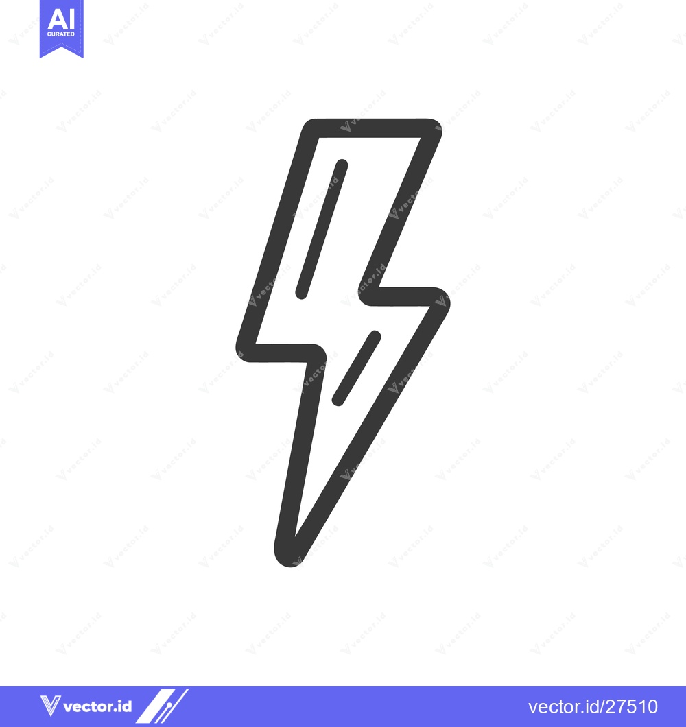 Premium Vector of Bold Lightning Bolt Icon: Minimalist Design on White Background