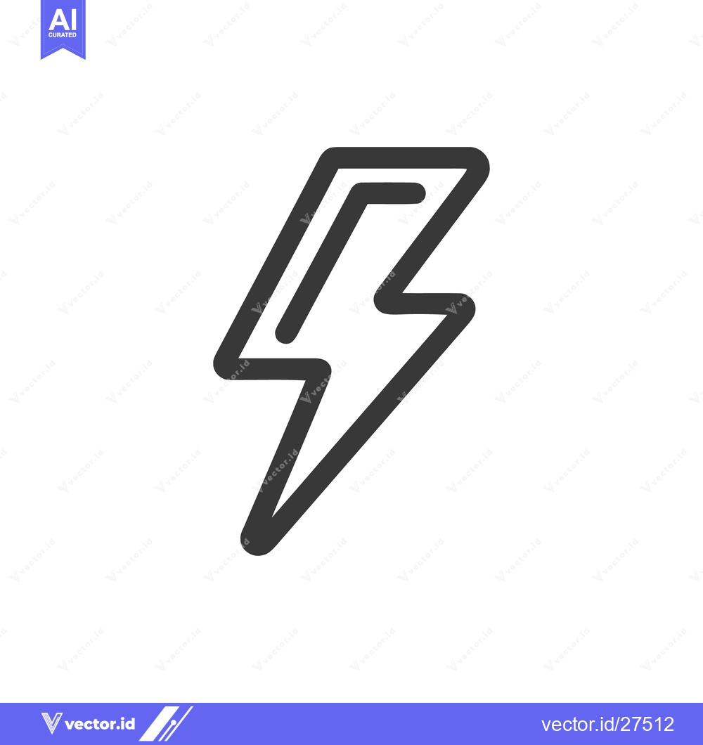 Premium Vector dari Minimalist Lightning Bolt Icon: Bold Outline on White Background