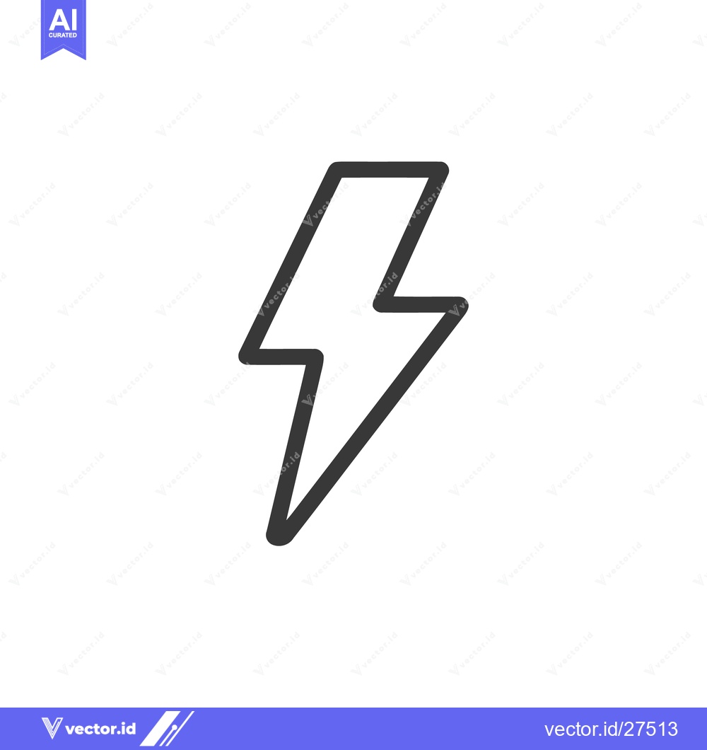 Premium Vector dari Minimalist Lightning Bolt Icon: Bold Outline on White Background