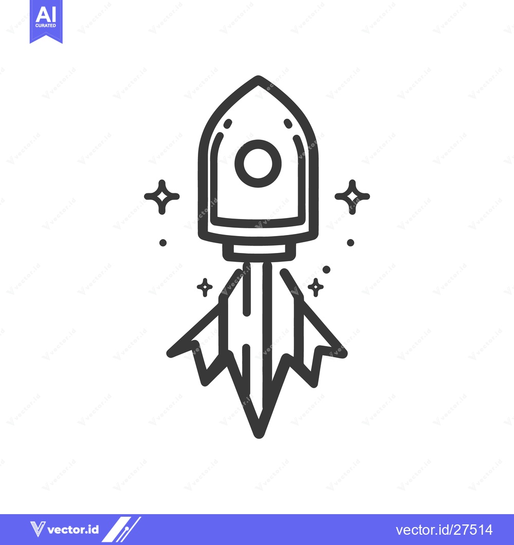 Premium Vector dari Simple black line drawing of a rocket ship taking off
