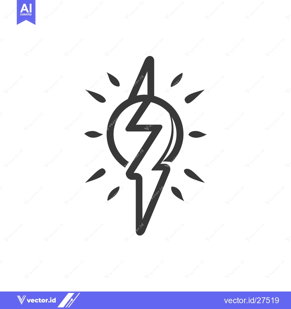 Premium Vector dari A stylized symbol containing lightning and radiant light surrounding a