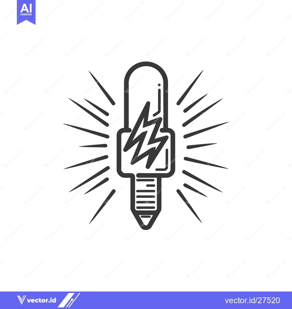 Premium Vector dari An illustration of a glowing spark plug with surrounding energy lines