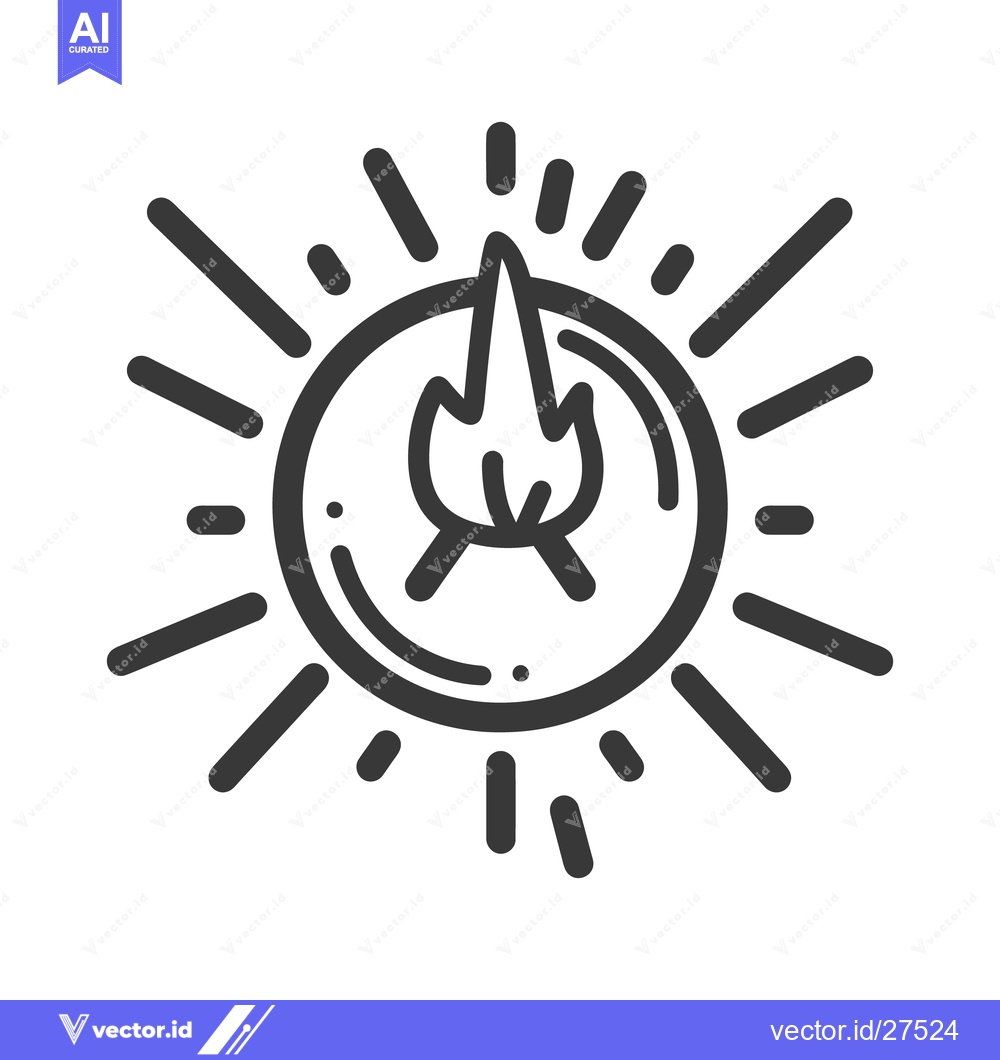 Premium Vector of A stylized graphic representing a campfire with radiating light